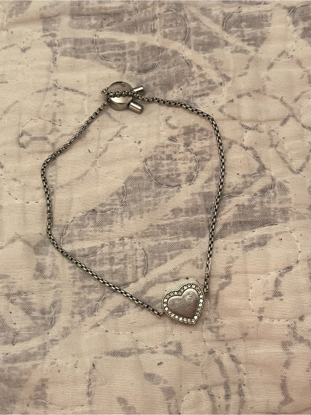 Michael Kors Silver Heart Pendant Bracelet with Crystal Accent